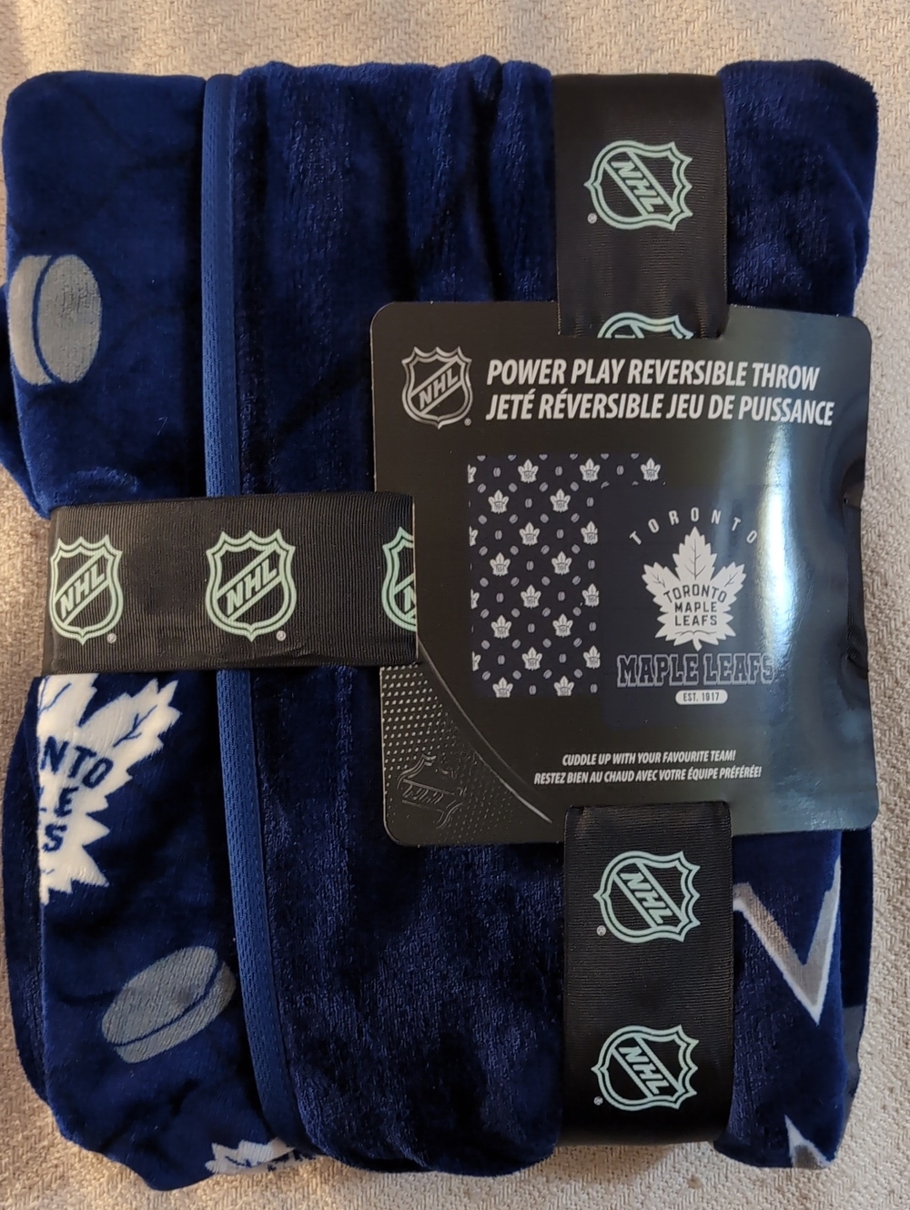 NHL Toronto Maple Leafs Dark Blue Plush Reversible Throw